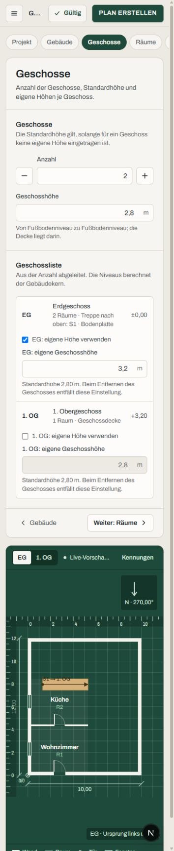 Tekto am Handy: Geschosse und Grundriss