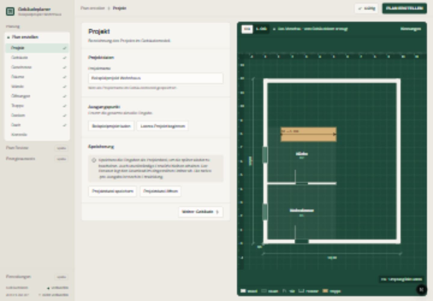 Tekto: Projekt mit Grundriss im Browser